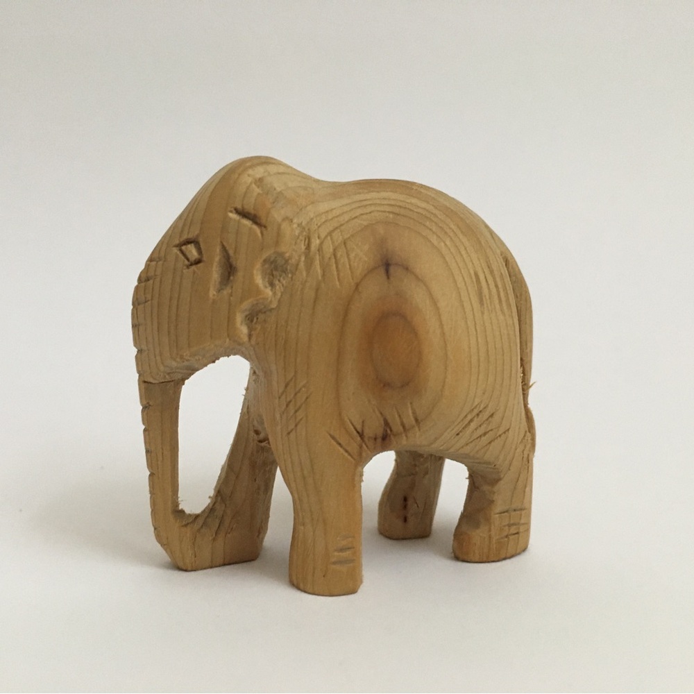 Small Hand Carved Cedar Elephant - Picture 2 of 4